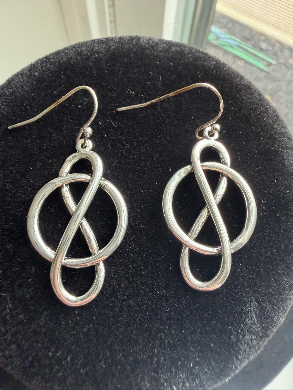 Silver Tone Knot Dangle Earrings for Women